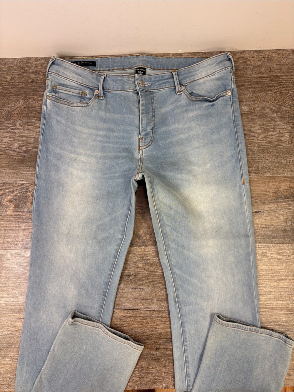 True Religion Billie Mid Rise Straight Jeans Light Wash Size 33